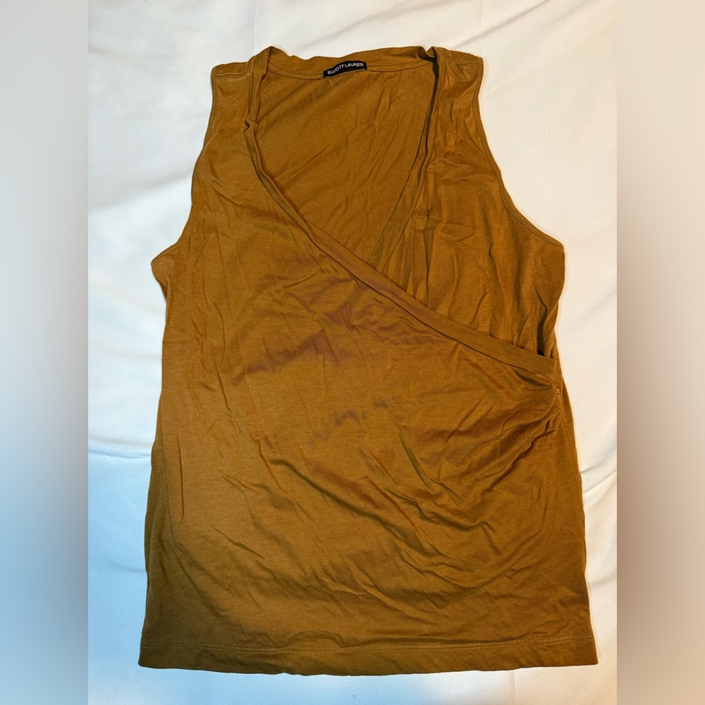 Elliot Lauren Women's Mustard Sleeveless wrap Top size medium